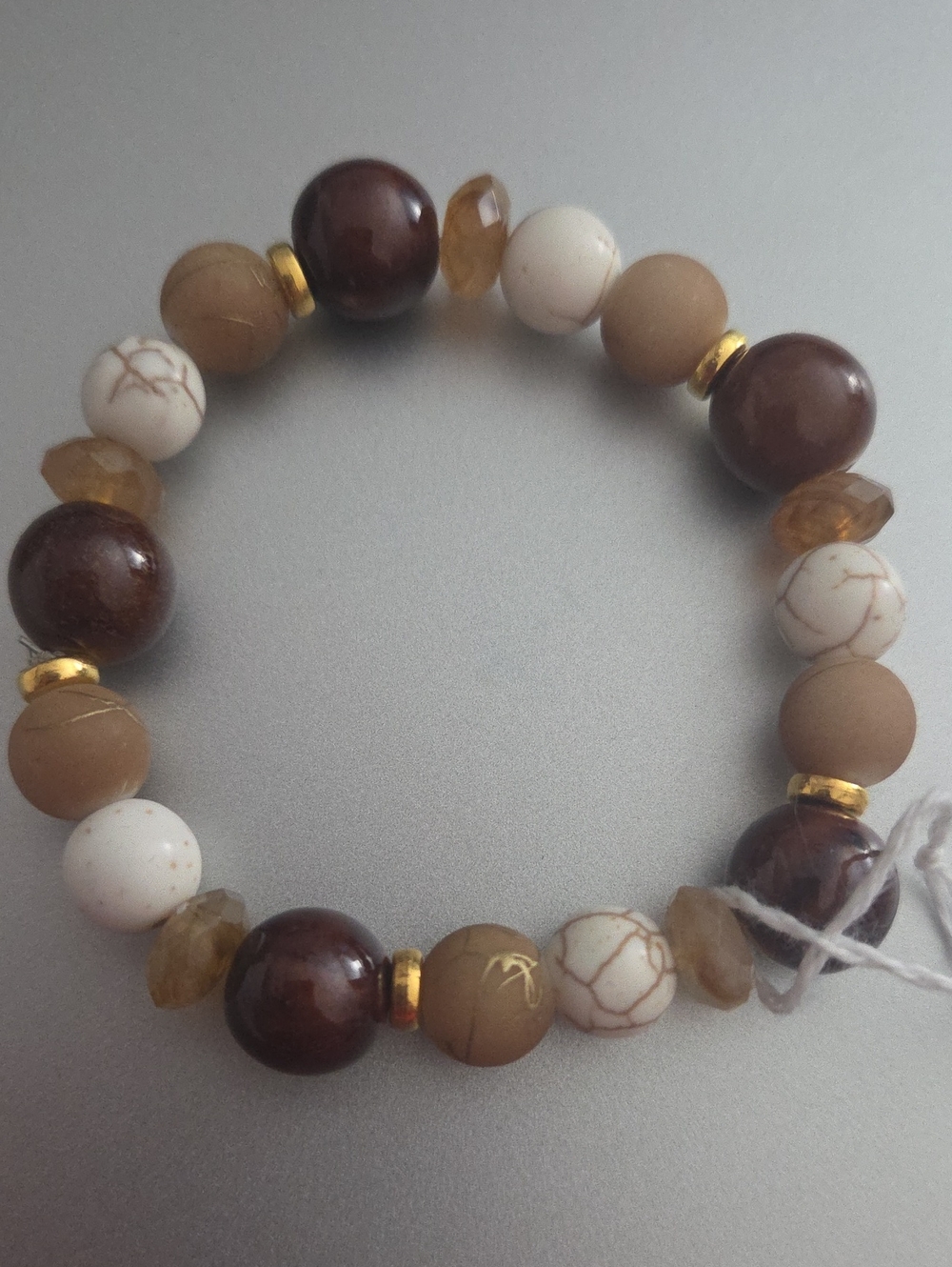 Neutral Earth-Tone Beaded Stretch Bracelet - Picture 1 of 1